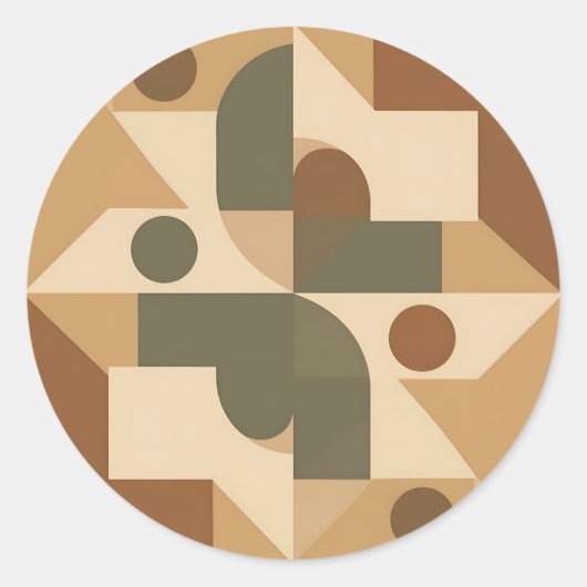 Erdige Boho-Geometrische Abstraktion Runder Aufkleber (Vorderseite)