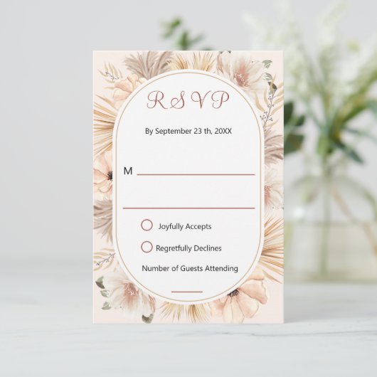 Erdige Boho-Ovalbogen-Blume Beige Antwort (Stehend Vorderseite)