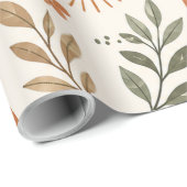 Erdige Boho-Regenbogen- & Blumenverpackungspapier Geschenkpapier (Rolleneckpunkt)