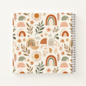 Erdige Boho-Regenbogen-Sonne-Blumen-Spiralblock Notizblock (Rückseite)