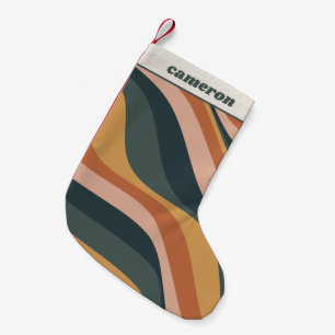 Erdige Boho-Wellenlinien Terrakotta personalisiert Kleiner Weihnachtsstrumpf