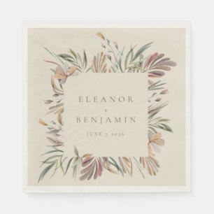 Erdige botanische Aquarell-Hochzeit personalisiert Serviette