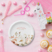 Erdige Botanische Verstaubte Rose Florale Hochzeit Pappteller (Party)