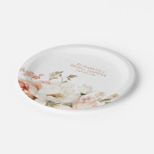 Erdige Botanische Verstaubte Rose Florale Hochzeit Pappteller (Schrägansicht)