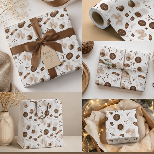 Erdige braune Ballons & Bento-Cake-Geburtstag Geschenkpapier