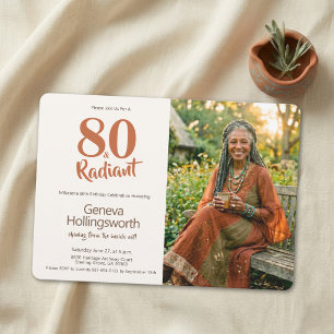 Erdige Chic Boho 80. Geburtstags-Foto-Tribut Einladung