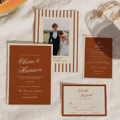 Erdige Chic-Terrakotta-Hochzeitsplatzkarte Tischnummer