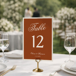 Erdige Chic-Terrakotta-Hochzeitstisch-Nummer Einladung