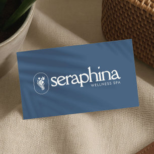 Erdige Eleganz Logo Schönheit, Wellness, Spa Blau Visitenkarte