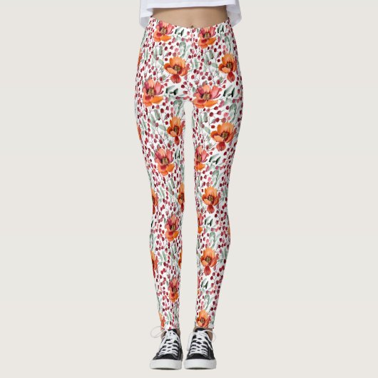 Erdige Farben, Herbstblumen Leggings (Vorderseite)