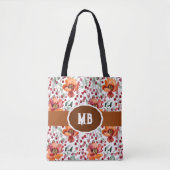 Erdige Farben, Herbstblumen Monogramm Tasche (Vorderseite)