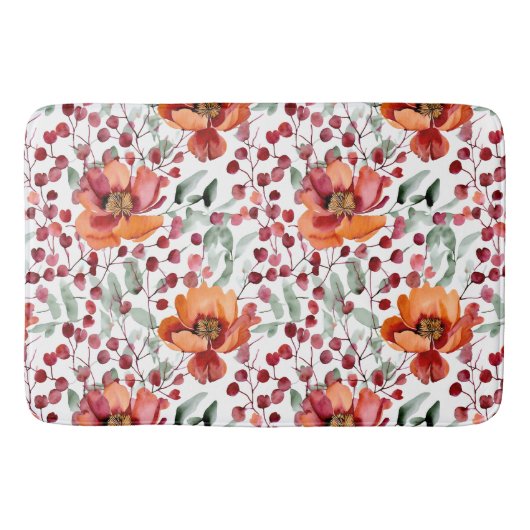Erdige Farben, Herbstblumen monogrammiert Badematte (Vorderseite)
