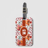 Erdige Farben, monogrammierte Herbstblumen Gepäckanhänger (Vorderseite Vertikal)