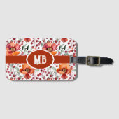 Erdige Farben, monogrammierte Herbstblumen Gepäckanhänger (Vorderseite (Horizontal))