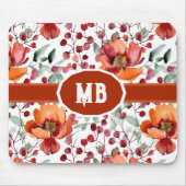 Erdige Farben, monogrammierte Herbstblumen Mousepad (Vorne)