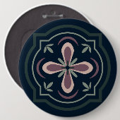 erdige farbene florale geometrische Fliesen Button (Vorne & Hinten)