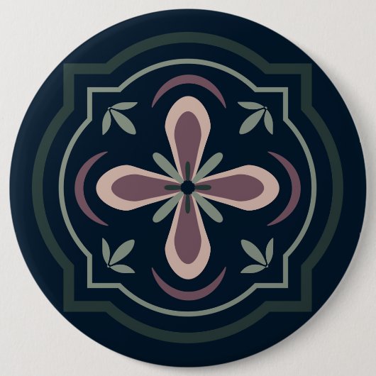 erdige farbene florale geometrische Fliesen Button (Vorderseite)