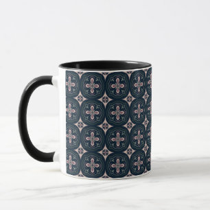 erdige farbene florale geometrische Fliesen Tasse