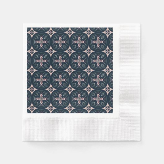 erdige farbene geometrische Blumenfliesen Serviette (Vorderseite)