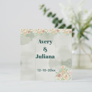 Erdige Farbtöne Blumen Boho Elegant Salbei Grün Einladung