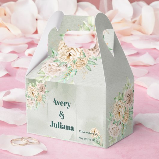 Erdige Farbtöne Blumen Boho Elegant Salbei Grün Geschenkschachtel (Hochzeit)