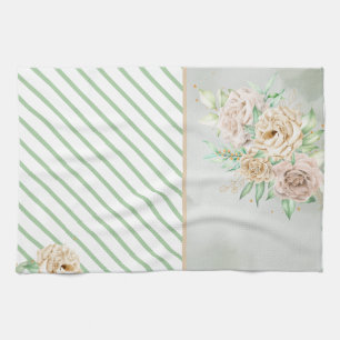 Erdige Farbtöne Blumen Boho Elegant Salbei Grün Geschirrtuch