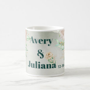 Erdige Farbtöne Blumen Boho Elegant Salbei Grün Kaffeetasse