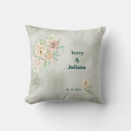 Erdige Farbtöne Blumen Boho Elegant Salbei Grün Kissen