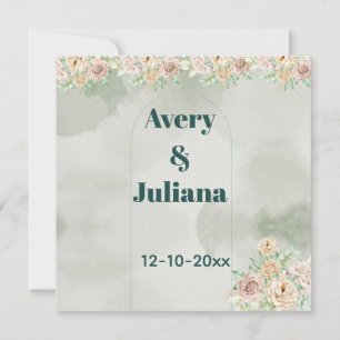 Erdige Farbtöne Blumen Boho Elegant Salbei Grün Save The Date