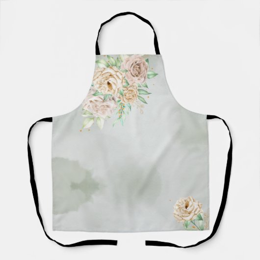 Erdige Farbtöne Blumen Boho Elegant Salbeigrün Schürze (Vorderseite)