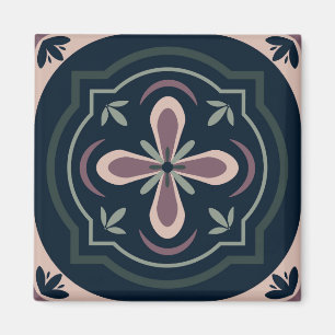 Erdige florale geometrische Fliesen Magnet