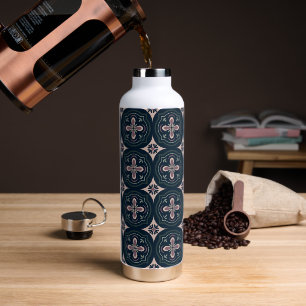 Erdige florale geometrische Fliesen Trinkflasche