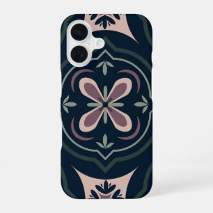 Erdige florale geometrische Kacheln iPhone 16 Hülle