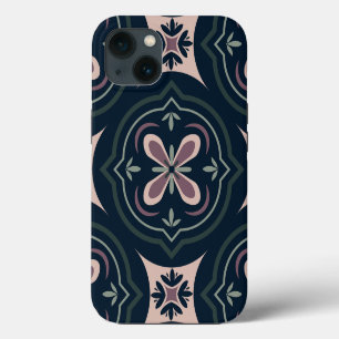 Erdige florale geometrische Kacheln iPhone 13 Hülle