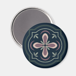 Erdige florale geometrische Kacheln Magnet