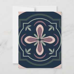 Erdige florale geometrische Kacheln Magneteinladung