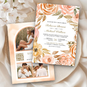 Erdige Florale Herbstliche Herbst Foto QR Code Hoc Einladung