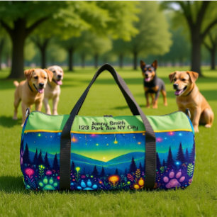 Erdige Florale Pfotenabdruck-Reise-Monogramm-Persö Duffle Bag