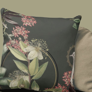 Erdige grüne künstlerische Blumengestaltung Kissen