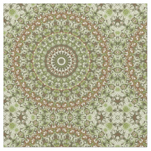 Erdige grüne und braune Mandala-Muster-Design Stoff