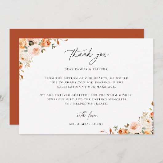 Erdige Herbstblumen Dankeskarte (Vorne/Hinten)