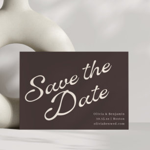 Erdige Herbstbraune Moderne Retro-Schrift Hochzeit Save The Date
