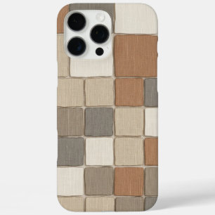 Erdige Leinen-Karo-Moderne Boheme iPhone 16 Pro Max Hülle