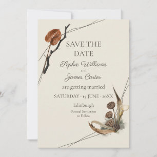 Erdige Lotus-Pod-Hochzeitsstationerie getrocknet B Save The Date