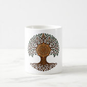 Erdige Mandala Baum des Lebens Tasse | Braun Grüne (Mittel)