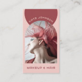 Erdige moderne Make-up-Frisuren-Arch-Foto-QR-Code- Visitenkarte (Vorderseite)
