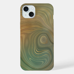 Erdige Olivestrata Grüne und goldene Tintenachat iPhone 15 Plus Hülle