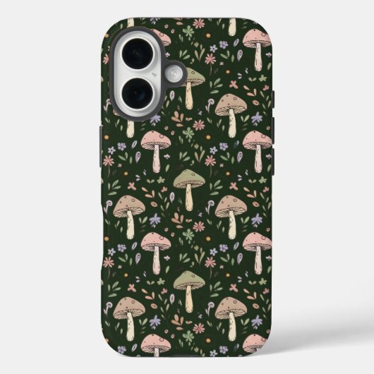 Erdige Olivgrüne Pilze Nahtloses Muster Boho Case-Mate iPhone Hülle (Rückseite)