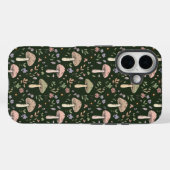 Erdige Olivgrüne Pilze Nahtloses Muster Boho Case-Mate iPhone Hülle (Rückseite (Horizontal))