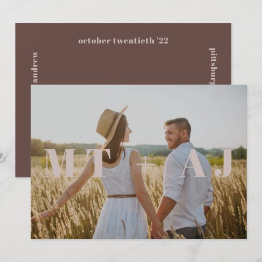Erdige Pflaumen-Foto-Überlagerung mit Monogramm zu (Vorne/Hinten)